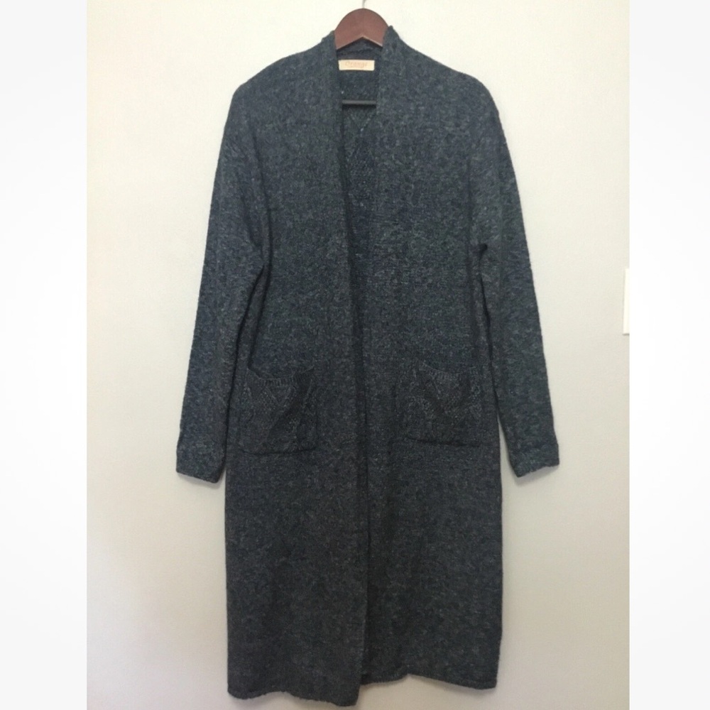 Orange Fashion Village Long Cardigan Duster Sweater Cable Knit